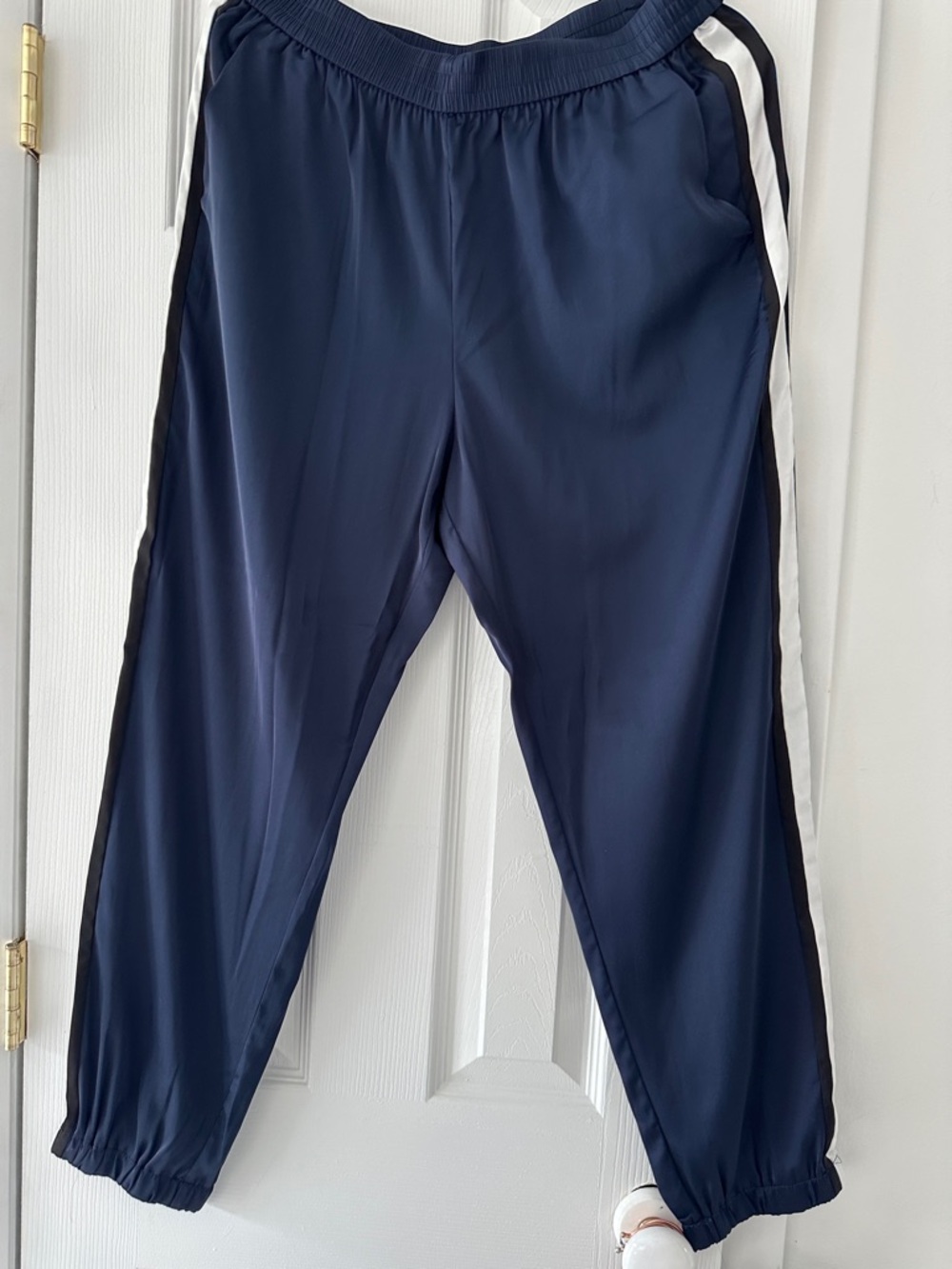 Zara Navy Blue Track Pants with White Side Stripes